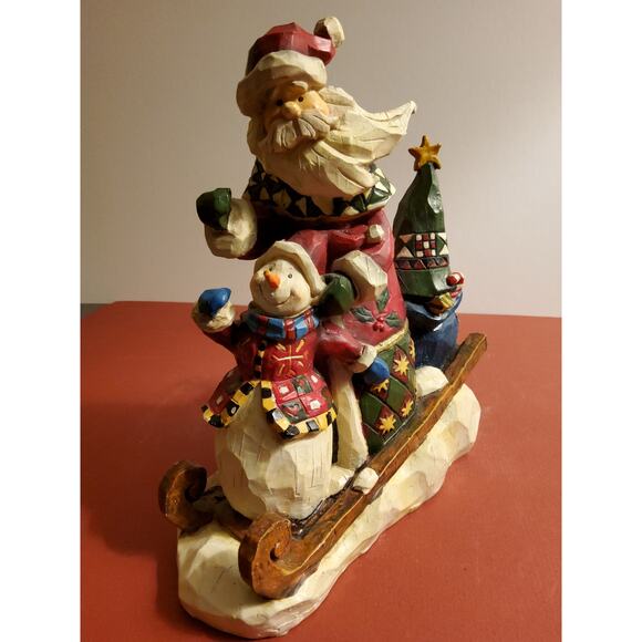 St. Nicholas Square "Winterland Collection" Santa and Snowman Figurine - Picture 2 of 4